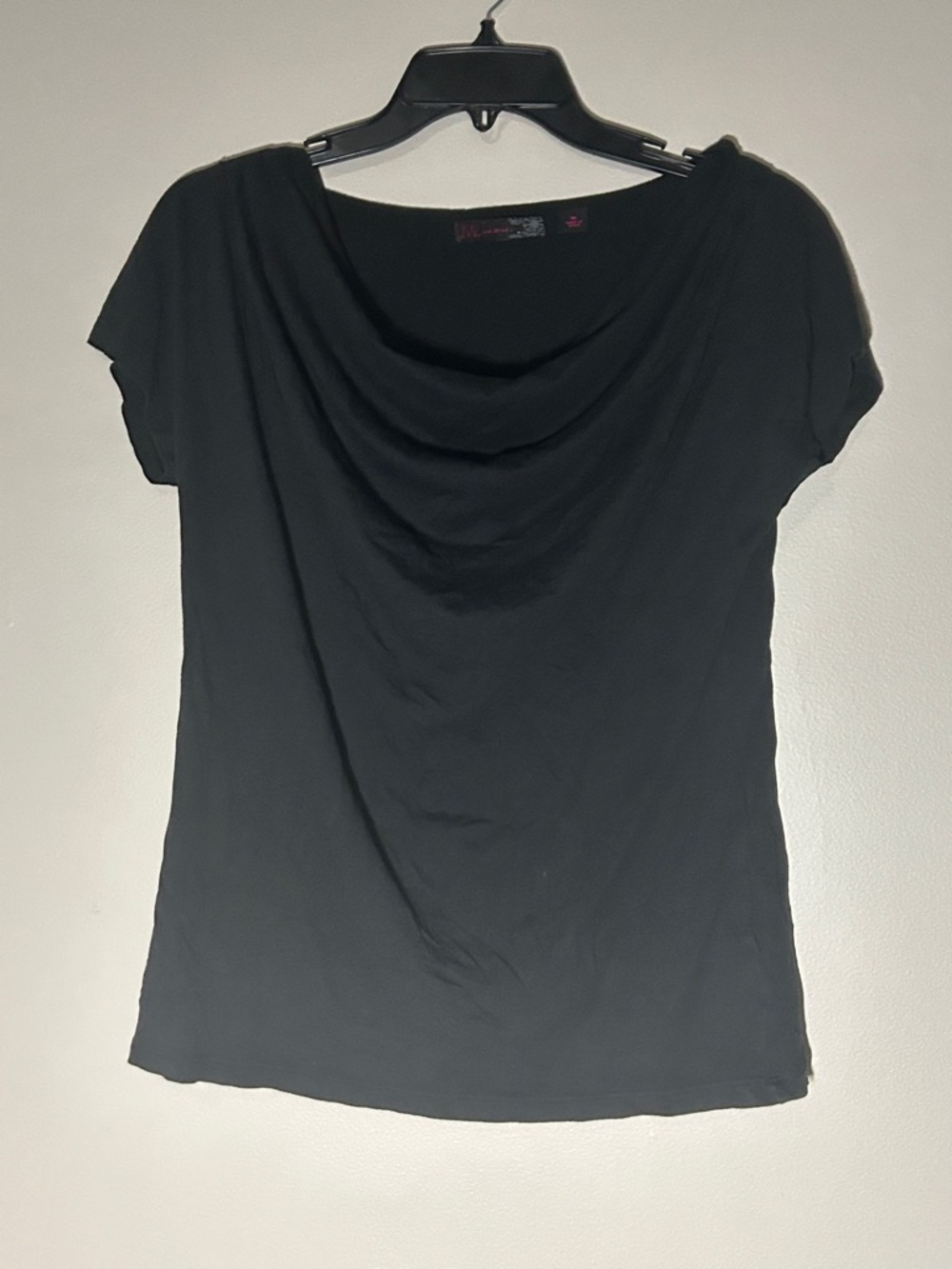 Women's Black Cowl Neck Short Sleeve Top